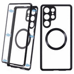 For Samsung Galaxy S22 Ultra 5G Double Sided Clear Case Tempered Glass Phone Cover Magnetic Adsorption