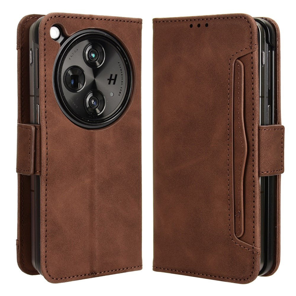 For Oppo Find N3 5G / OnePlus Open PU Leather Protective Case Card Holder Stand Flip Cover
