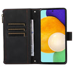 For Samsung Galaxy A73 5G Cell Phone Case Anti-drop 9 Card Slots Wallet Cover with Wrist Strap