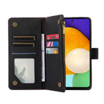 For Samsung Galaxy A73 5G Cell Phone Case Anti-drop 9 Card Slots Wallet Cover with Wrist Strap
