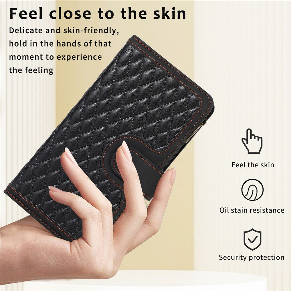 For Samsung Galaxy A73 5G Cell Phone Case Anti-drop 9 Card Slots Wallet Cover with Wrist Strap