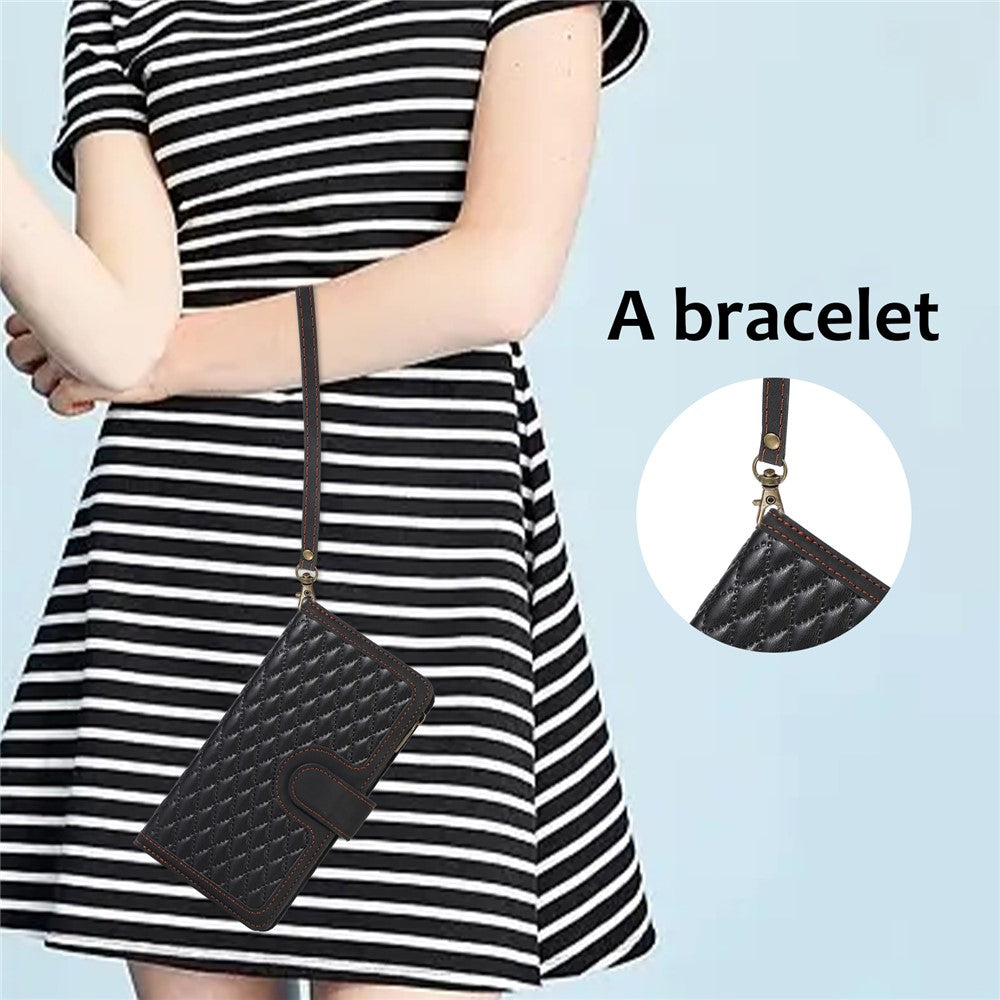 For Samsung Galaxy A73 5G Cell Phone Case Anti-drop 9 Card Slots Wallet Cover with Wrist Strap