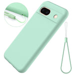 For Google Pixel 8a Cell Phone Case Soft Lining Scratch-proof Liquid Silicone Cover with Strap