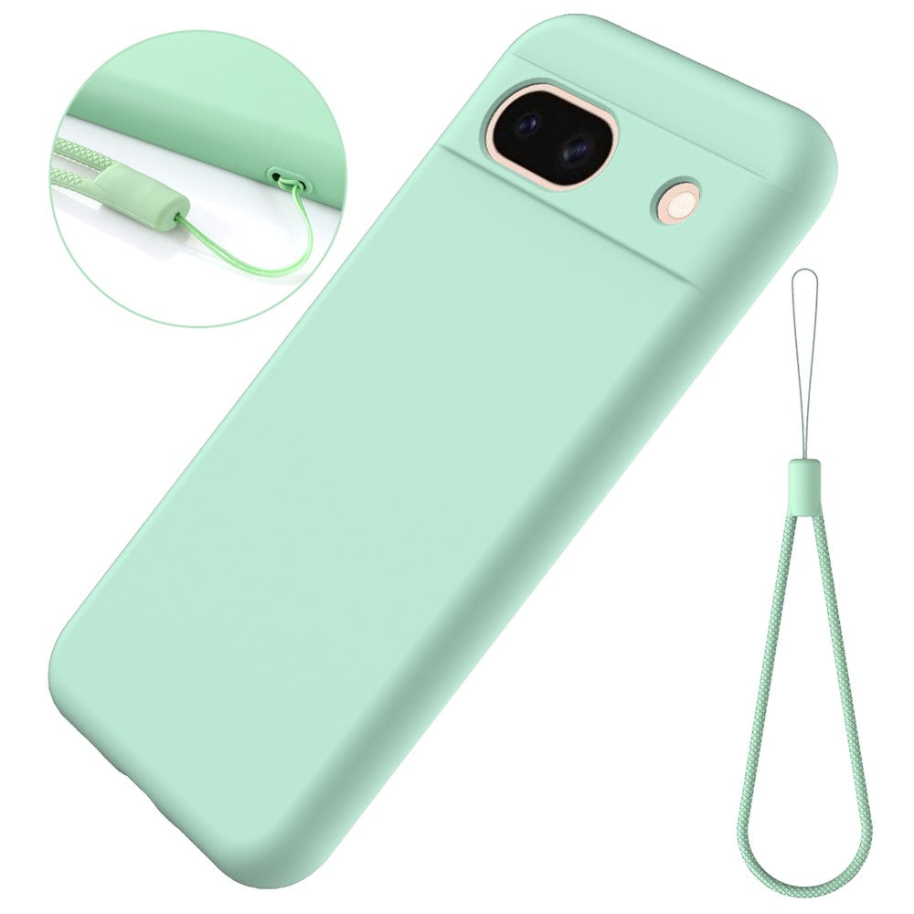 For Google Pixel 8a Cell Phone Case Soft Lining Scratch-proof Liquid Silicone Cover with Strap
