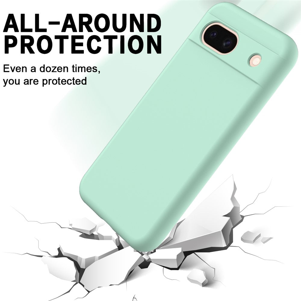 For Google Pixel 8a Cell Phone Case Soft Lining Scratch-proof Liquid Silicone Cover with Strap