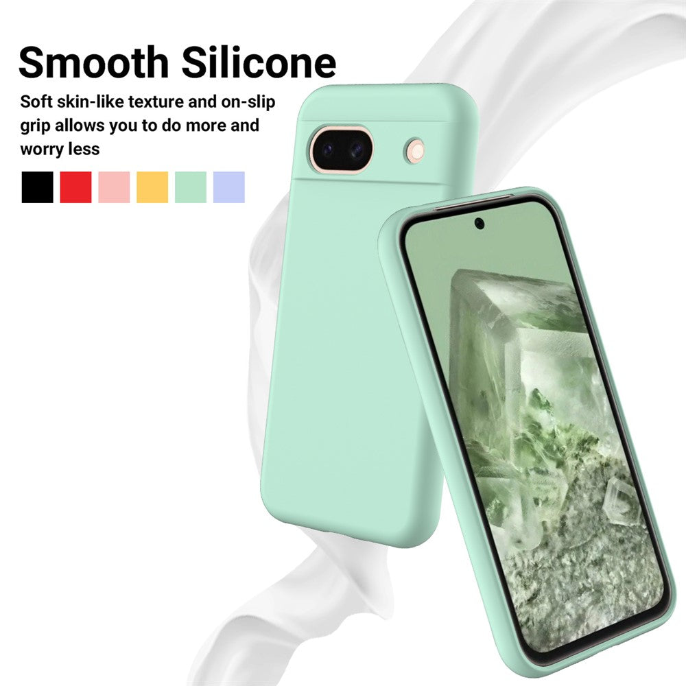 For Google Pixel 8a Cell Phone Case Soft Lining Scratch-proof Liquid Silicone Cover with Strap