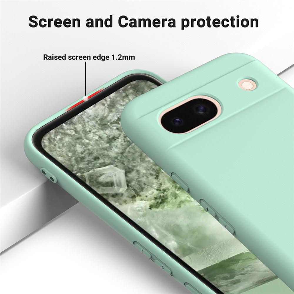 For Google Pixel 8a Cell Phone Case Soft Lining Scratch-proof Liquid Silicone Cover with Strap