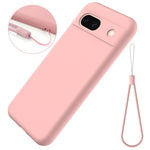 For Google Pixel 8a Cell Phone Case Soft Lining Scratch-proof Liquid Silicone Cover with Strap