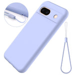For Google Pixel 8a Cell Phone Case Soft Lining Scratch-proof Liquid Silicone Cover with Strap