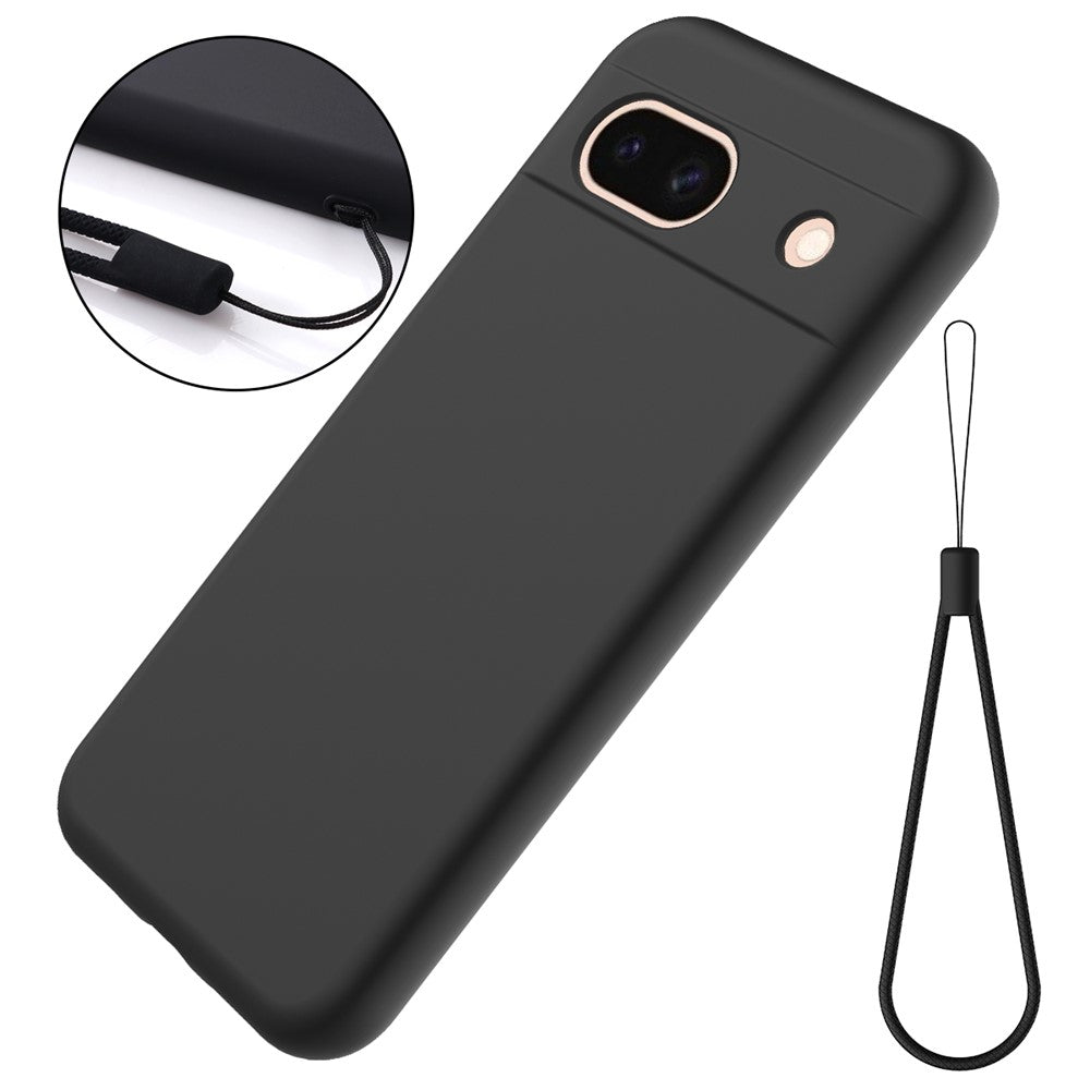 For Google Pixel 8a Cell Phone Case Soft Lining Scratch-proof Liquid Silicone Cover with Strap