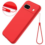 For Google Pixel 8a Cell Phone Case Soft Lining Scratch-proof Liquid Silicone Cover with Strap