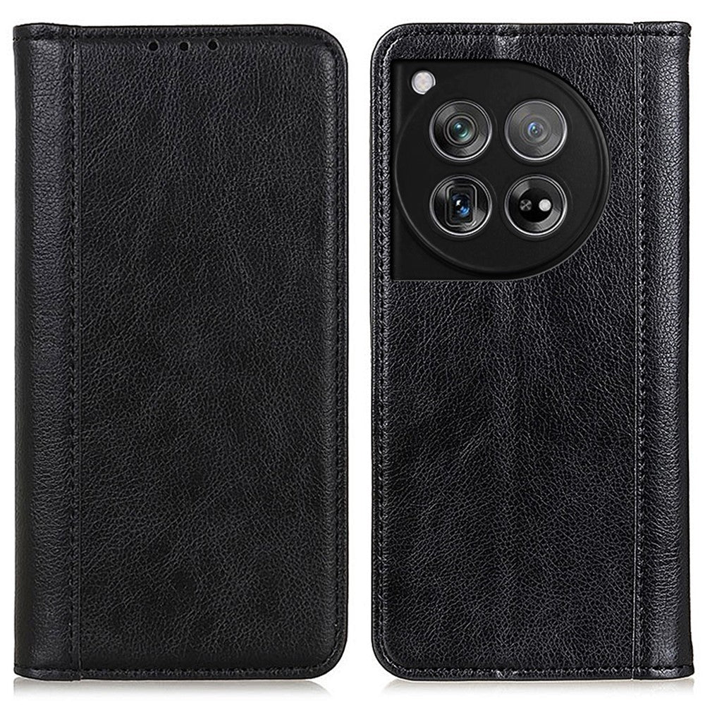 For OnePlus 12 5G Phone Cover Litchi Texture Magnetic Split Leather Wallet Case