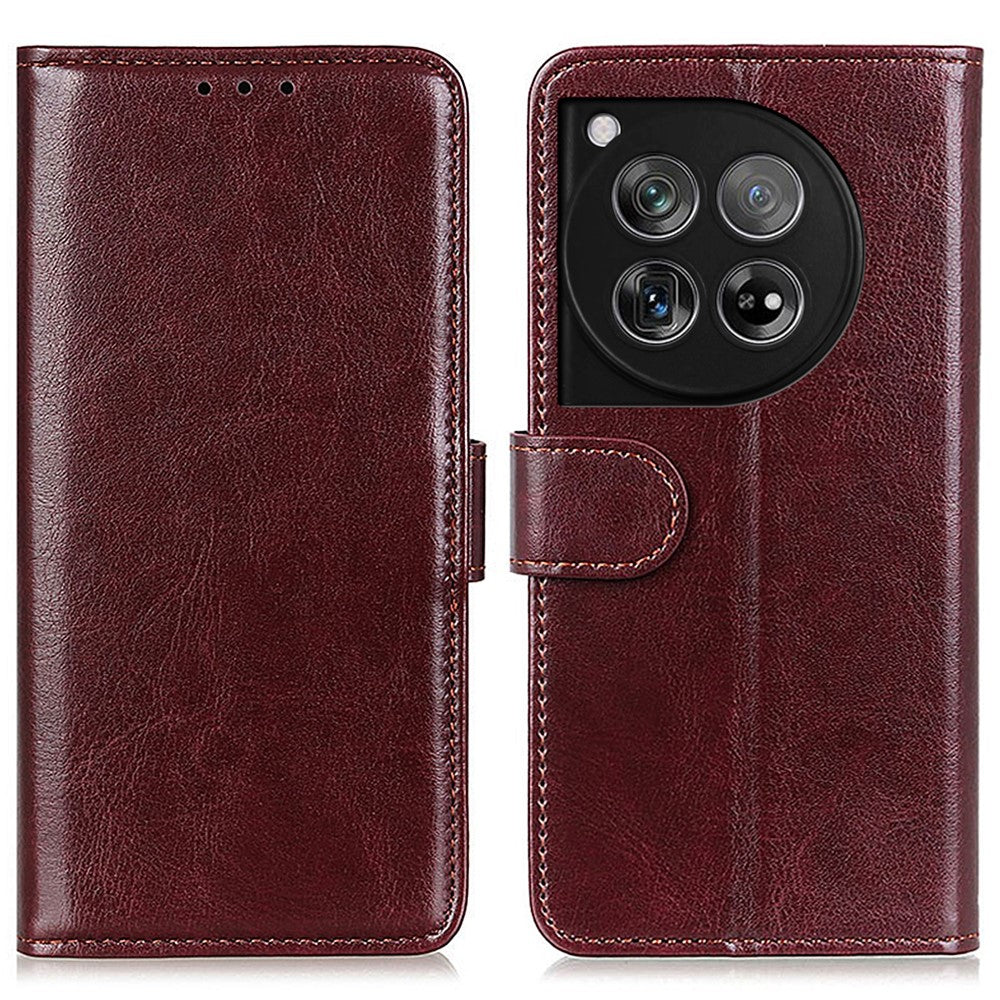 OnePlus 12 5G Flip Lädermobilskal Crazy Horse Mönster Design