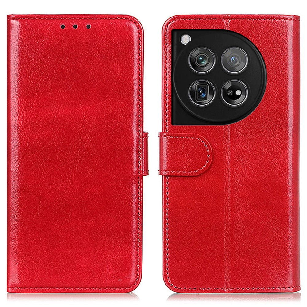 OnePlus 12 5G Flip Lädermobilskal Crazy Horse Mönster Design