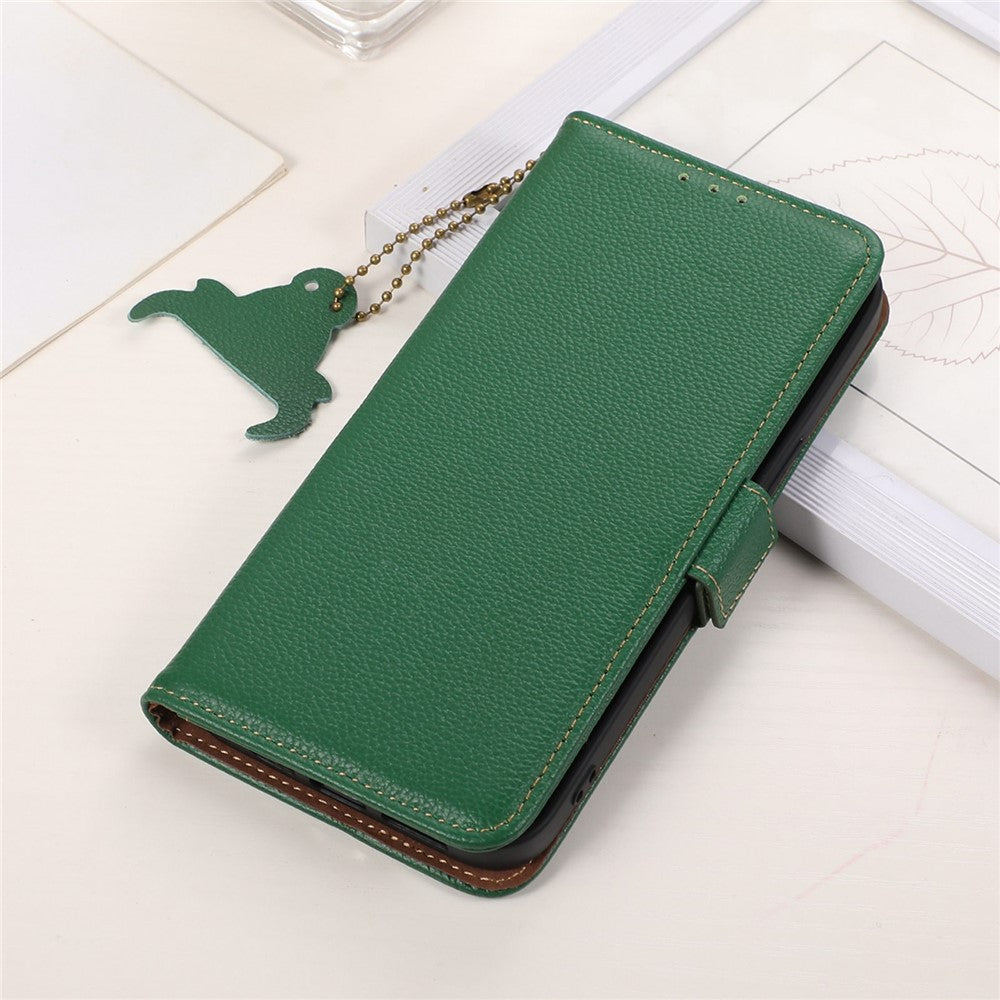 For OnePlus 12 5G Phone Case Genuine Cow Leather RFID Blocking Wallet