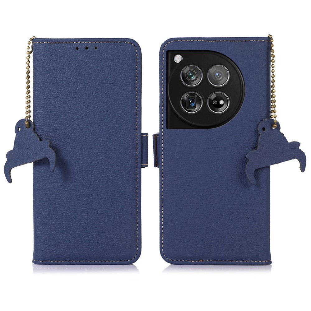 Til OnePlus 12 5G Telefoncover Ægte Koskind RFID-blokerende Pung