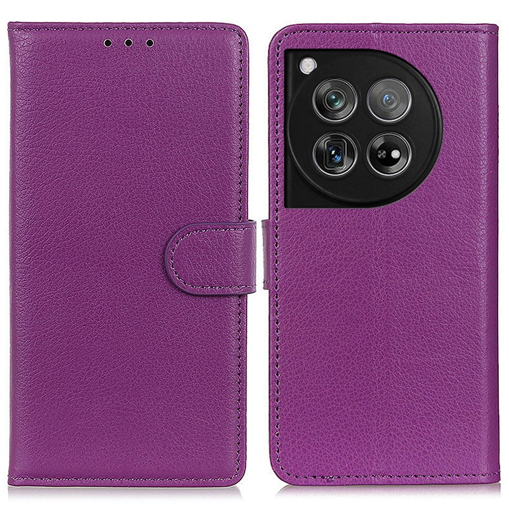 For OnePlus 12 5G Classic Litchi Grain Leather Case Phone Wallet Cover