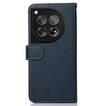 KHAZNEH For OnePlus 12 5G PU Leather Phone Cover Litchi Texture Flip Stand RFID Blocking Case
