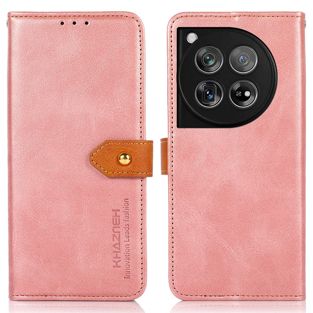 KHAZNEH Skal För OnePlus 12 5G PU-läder + TPU Kohudtextur mobilskyddsfodral