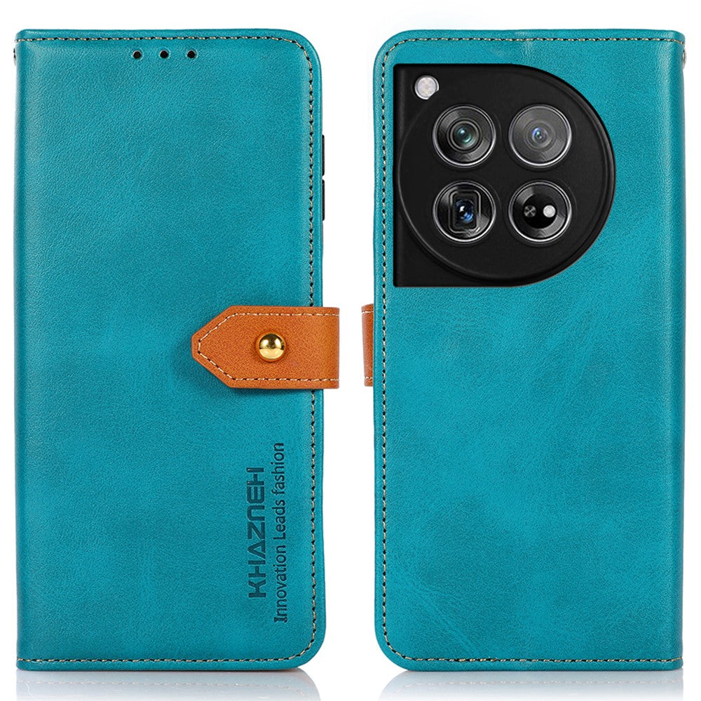 KHAZNEH Skal För OnePlus 12 5G PU-läder + TPU Kohudtextur mobilskyddsfodral