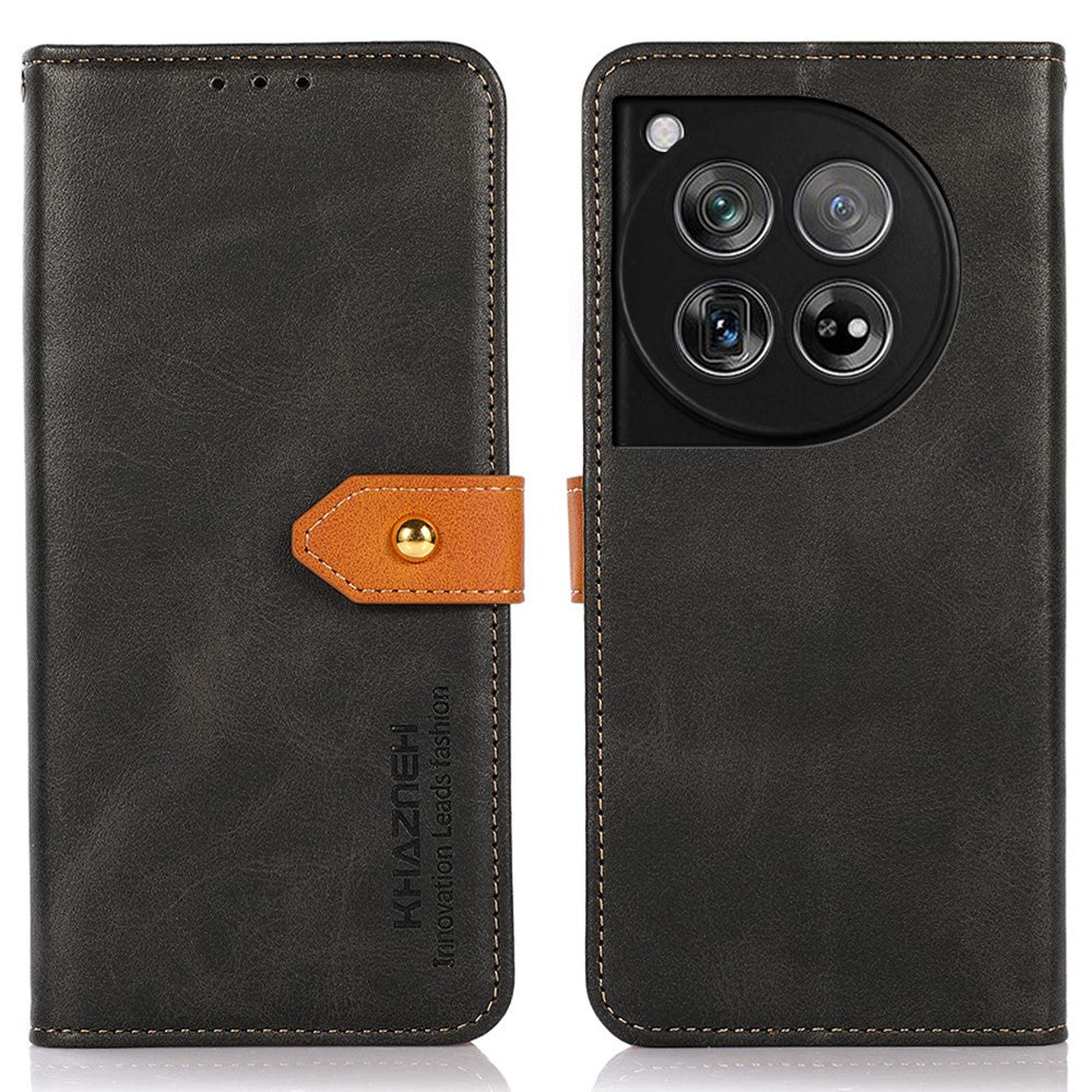 KHAZNEH Skal För OnePlus 12 5G PU-läder + TPU Kohudtextur mobilskyddsfodral