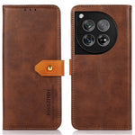 KHAZNEH Skal För OnePlus 12 5G PU-läder + TPU Kohudtextur mobilskyddsfodral