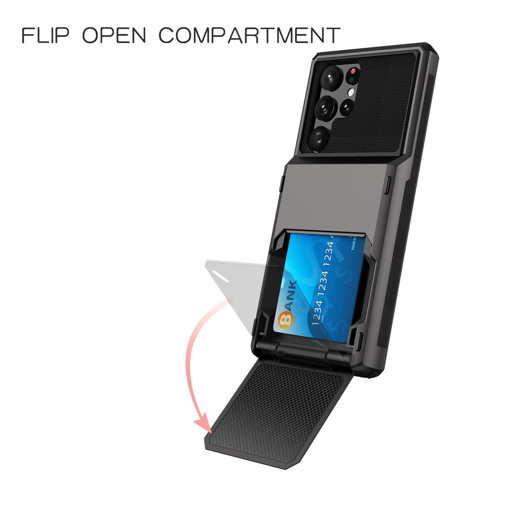 For Samsung Galaxy S24 Ultra Flip Card Holder Phone Case TPU+PC Cover