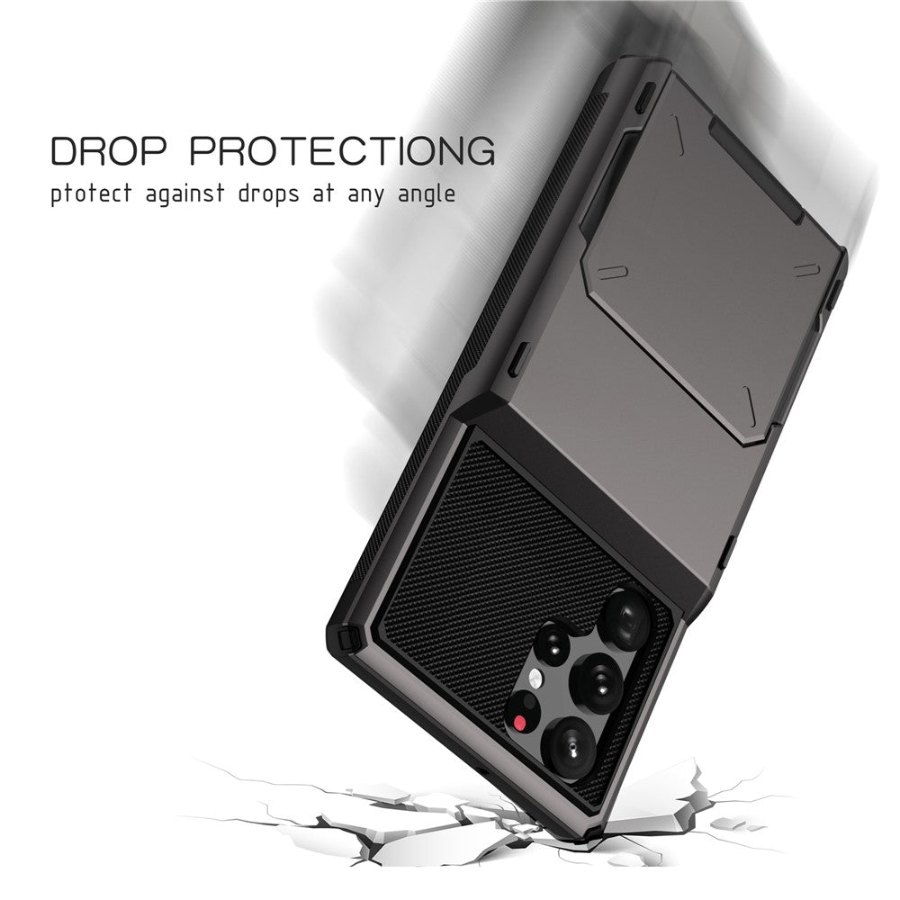 For Samsung Galaxy S24 Ultra Flip Card Holder Phone Case TPU+PC Cover