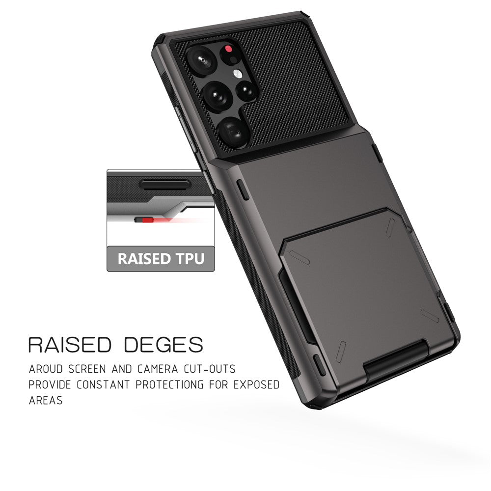 For Samsung Galaxy S24 Ultra Flip Card Holder Phone Case TPU+PC Cover