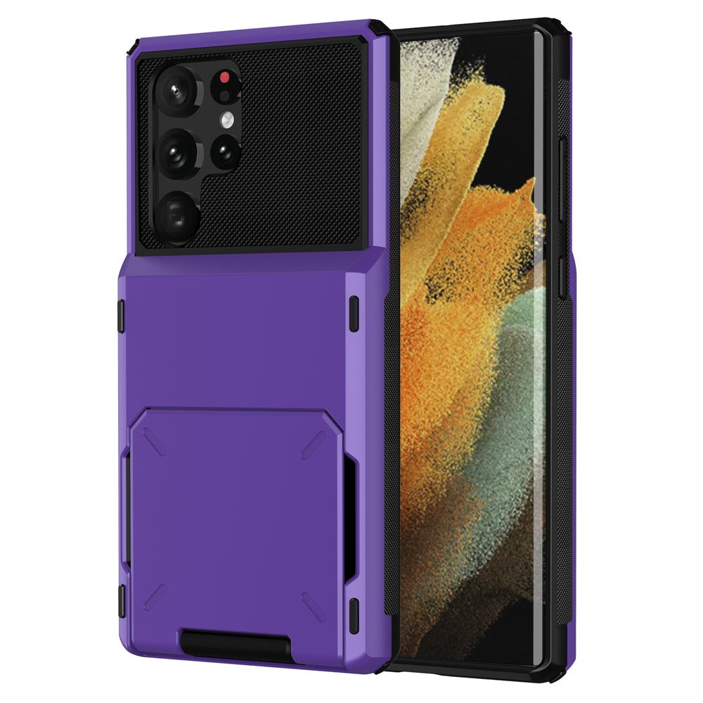 For Samsung Galaxy S24 Ultra Flip Card Holder Phone Case TPU+PC Cover