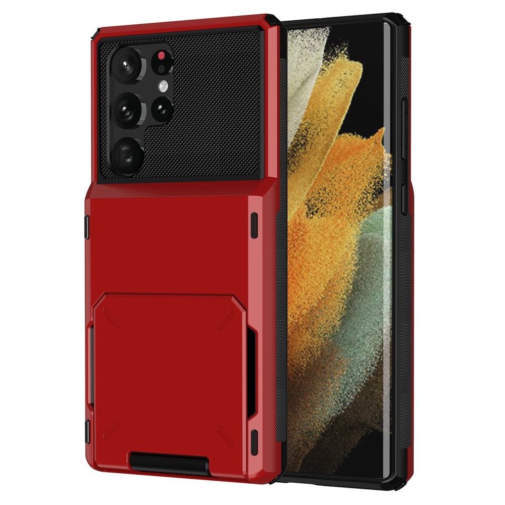 For Samsung Galaxy S24 Ultra Flip Card Holder Phone Case TPU+PC Cover