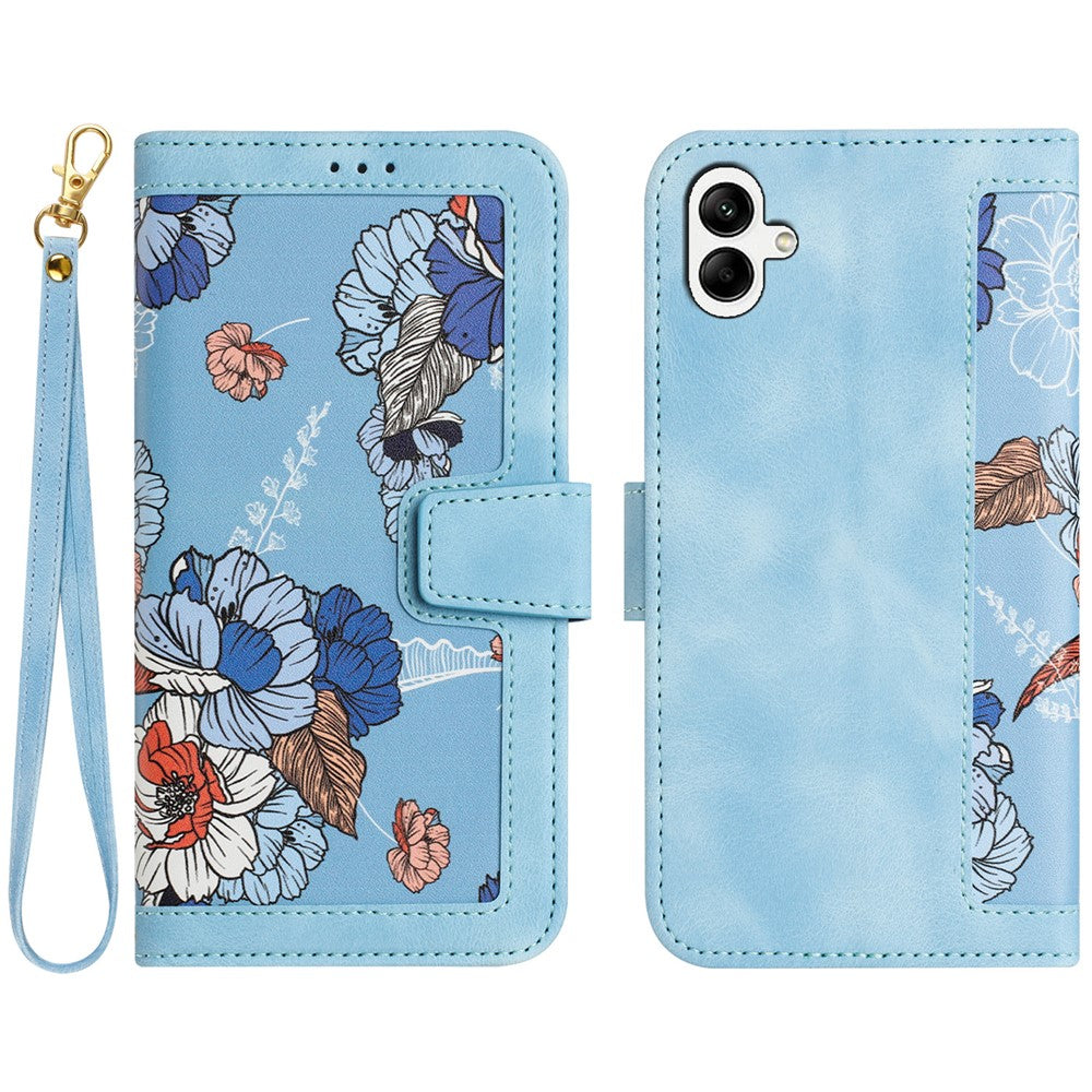 Til Samsung Galaxy A05 4G Blomsterlæderetui med kortholderstativ