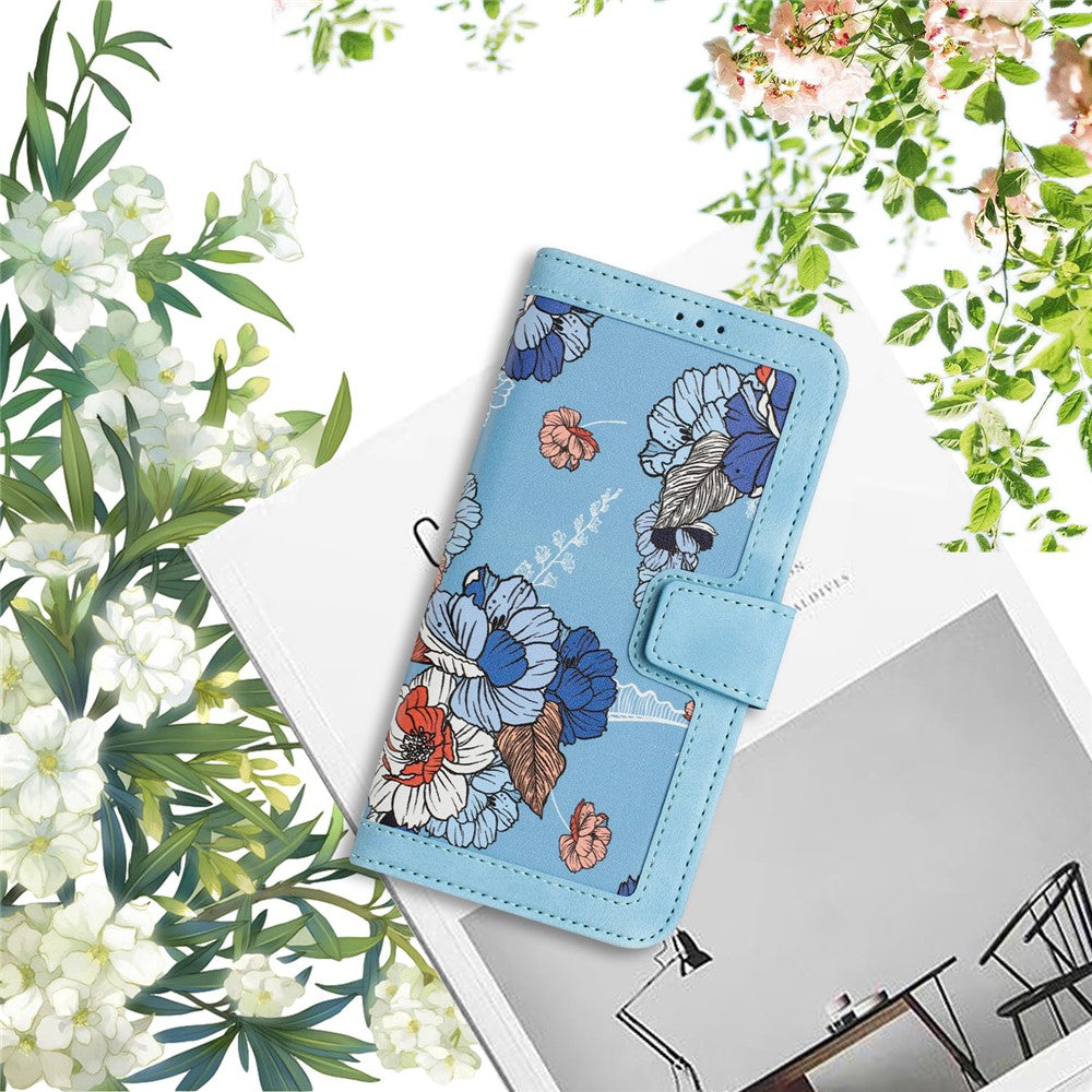 Til Samsung Galaxy A05 4G Blomsterlæderetui med kortholderstativ