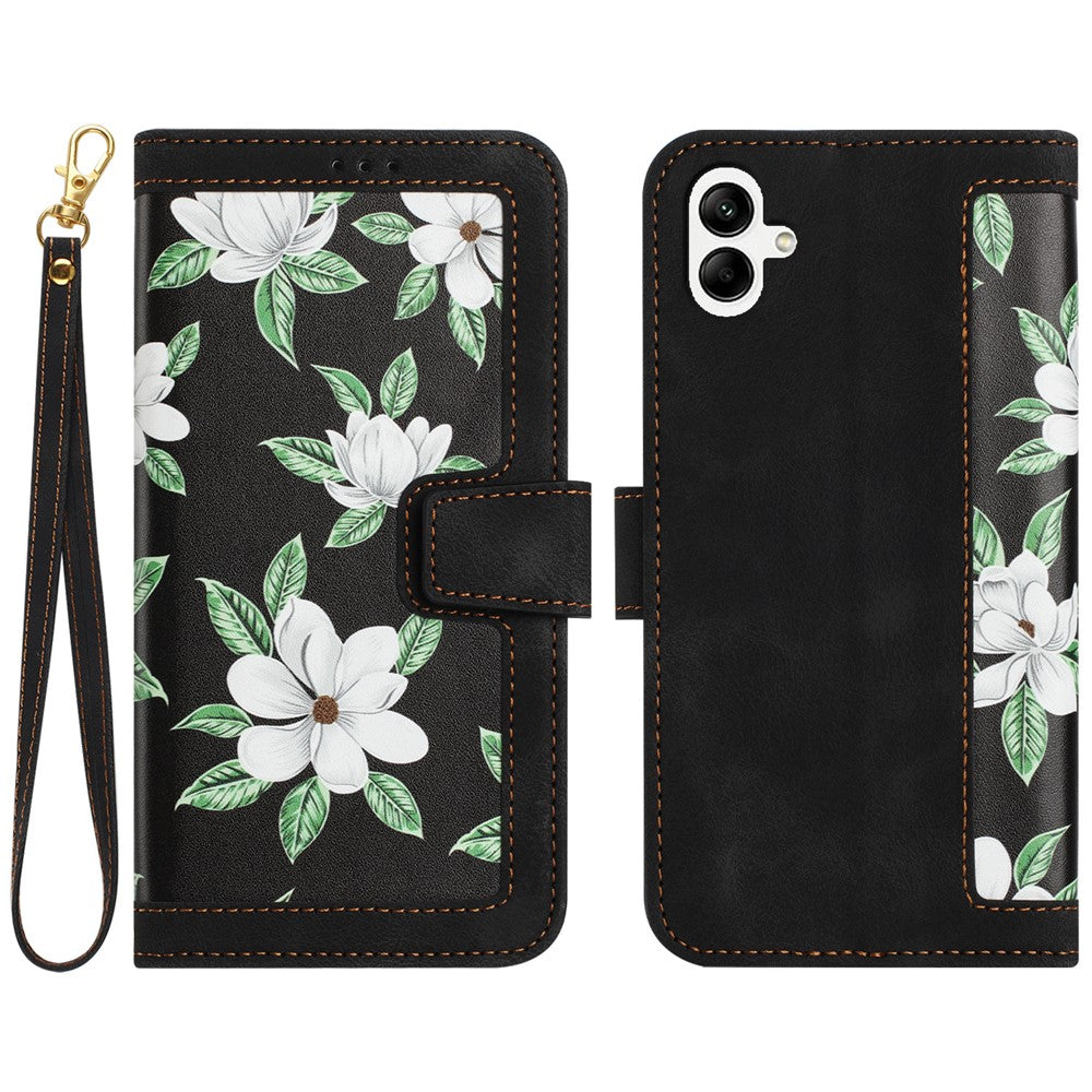Til Samsung Galaxy A05 4G Blomsterlæderetui med kortholderstativ
