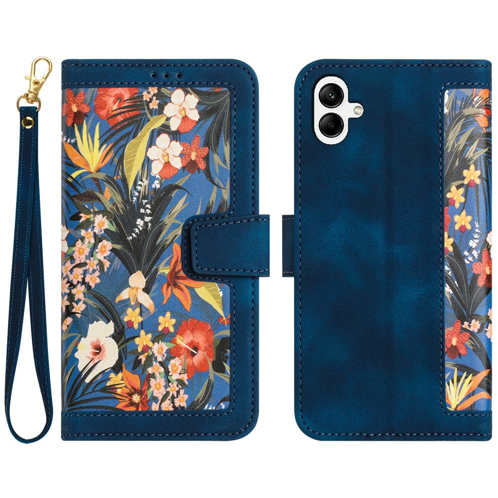 Til Samsung Galaxy A05 4G Blomsterlæderetui med kortholderstativ