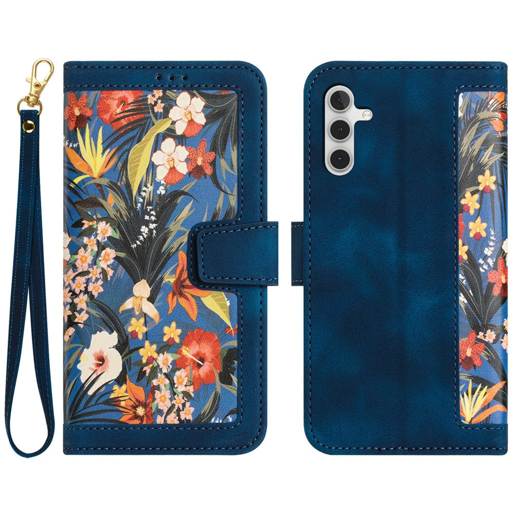 Samsung Galaxy A15 4G / 5G Läderfodral Blommigt mobilfodral med Kortplatser