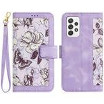 Til Samsung Galaxy A73 5G Læder Taske Kortlommer Telefon Cover Blomstermønster
