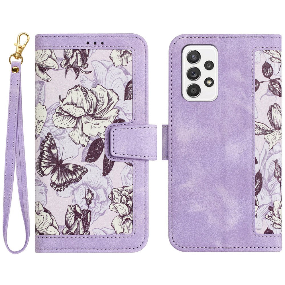 Til Samsung Galaxy A73 5G Læder Taske Kortlommer Telefon Cover Blomstermønster
