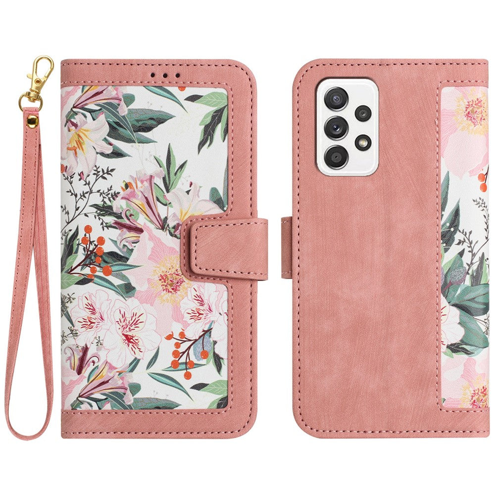 Til Samsung Galaxy A73 5G Læder Taske Kortlommer Telefon Cover Blomstermønster
