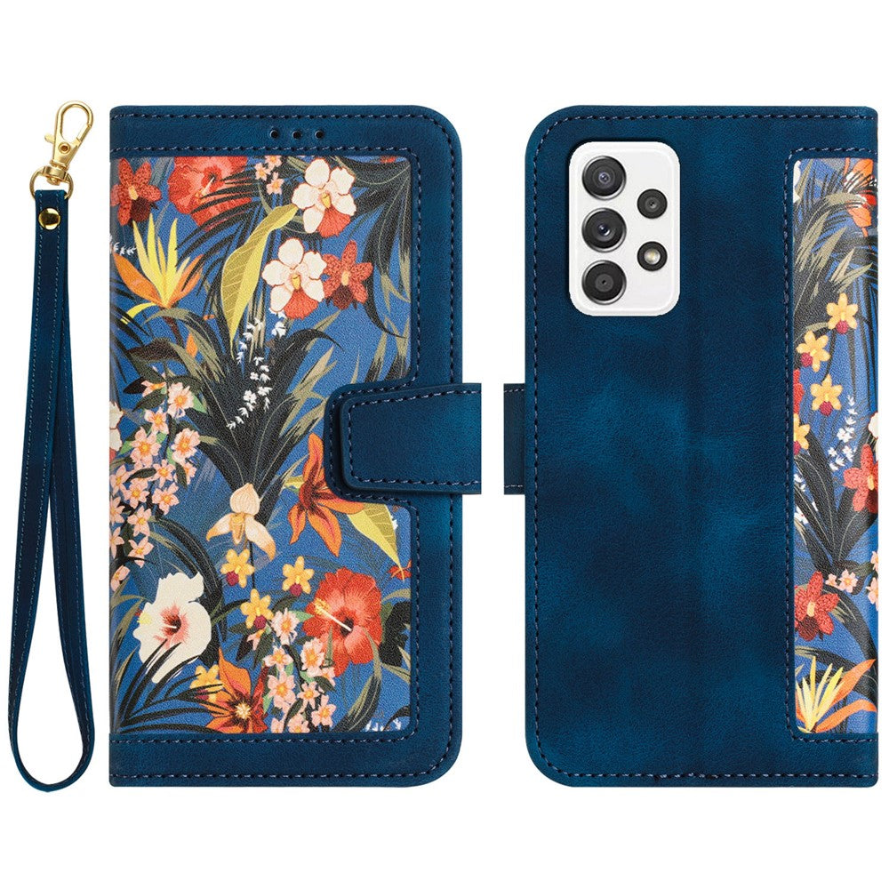 For Samsung Galaxy A72 4G / 5G Flower Print Leather Case Card Holder Stand Cover