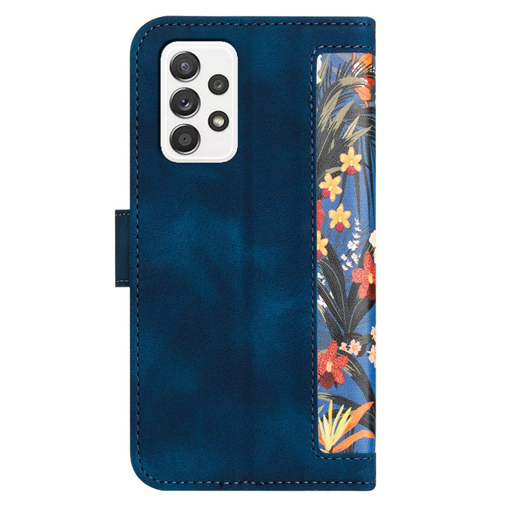 For Samsung Galaxy A72 4G / 5G Flower Print Leather Case Card Holder Stand Cover