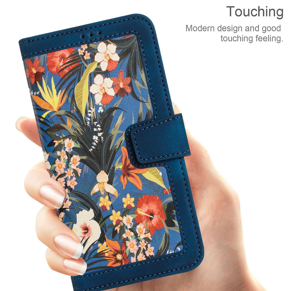 For Samsung Galaxy A72 4G / 5G Flower Print Leather Case Card Holder Stand Cover