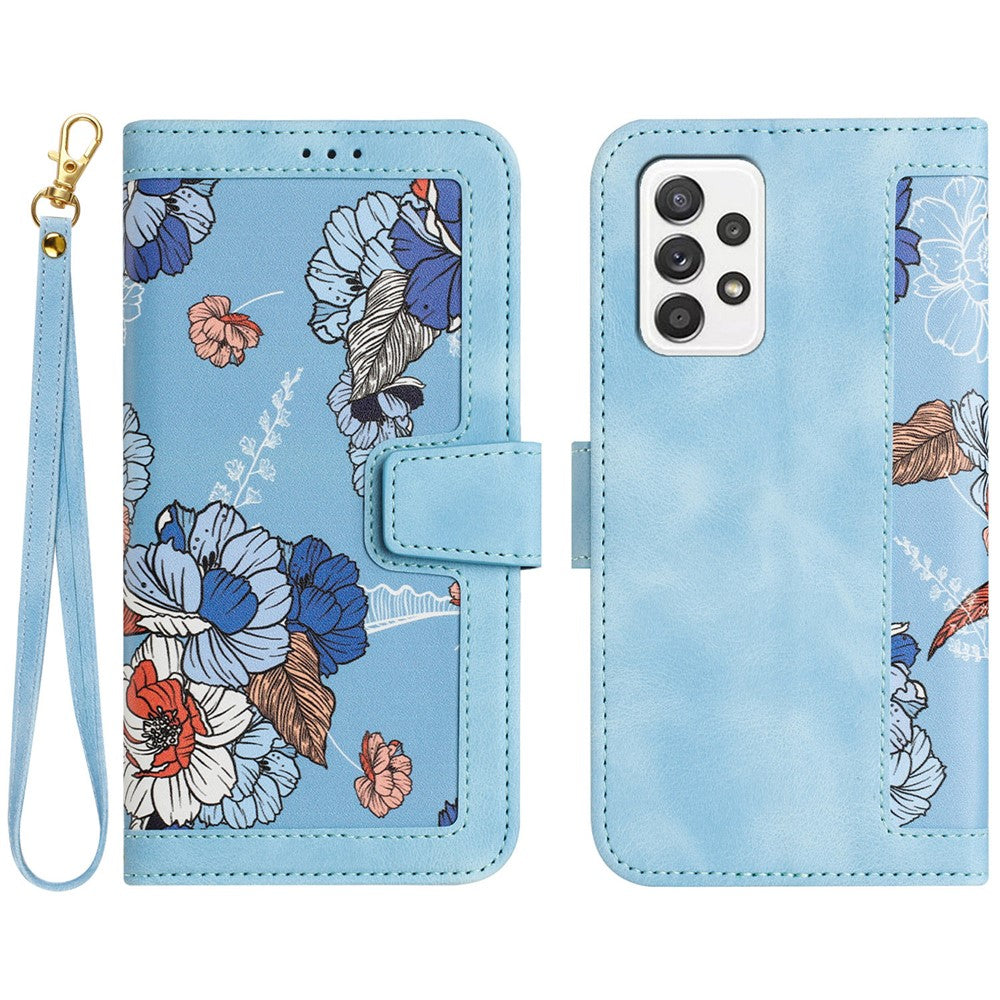 For Samsung Galaxy A72 4G / 5G Flower Print Leather Case Card Holder Stand Cover