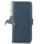 For OnePlus 12 5G Ostrich Pattern Phone Case Genuine Cow Leather Wallet