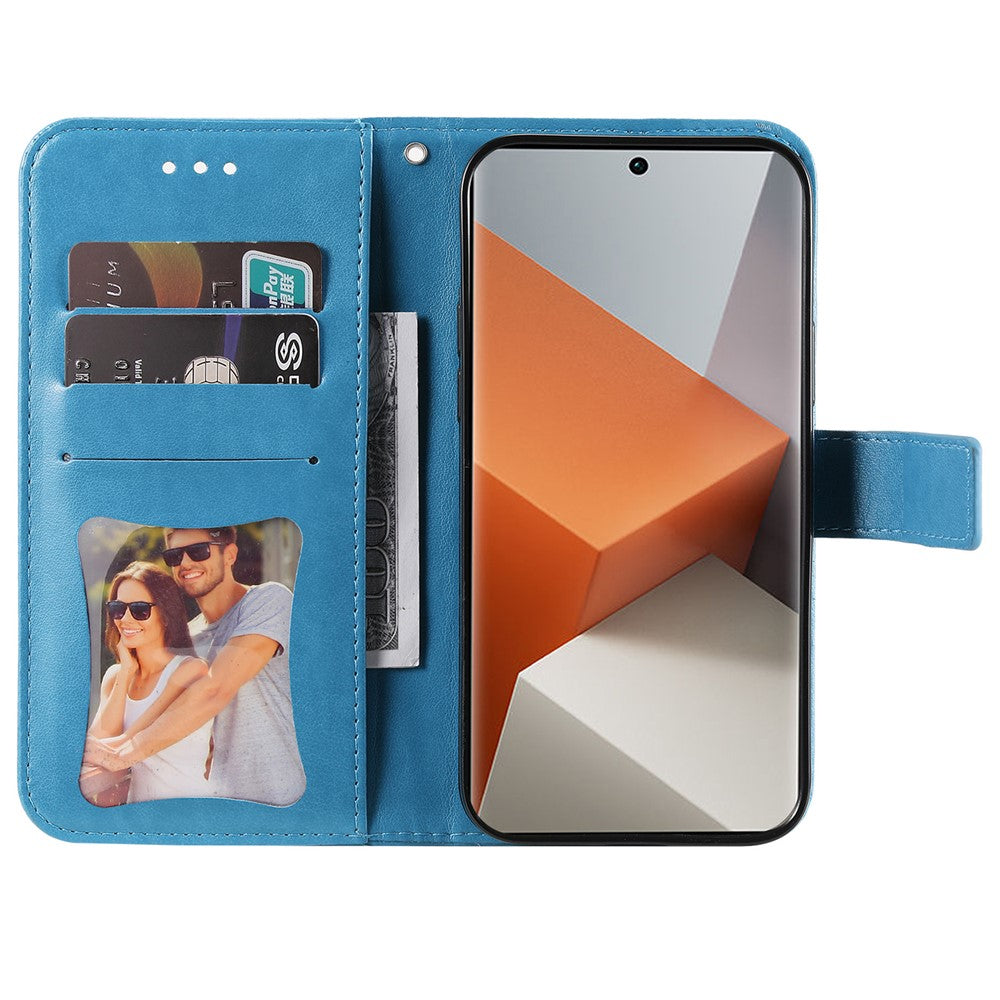 For Xiaomi Redmi Note 13 Pro+ 5G Case Floral Pattern PU Leather Wallet Stand Phone Cover