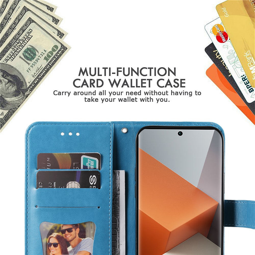 For Xiaomi Redmi Note 13 Pro+ 5G Case Floral Pattern PU Leather Wallet Stand Phone Cover