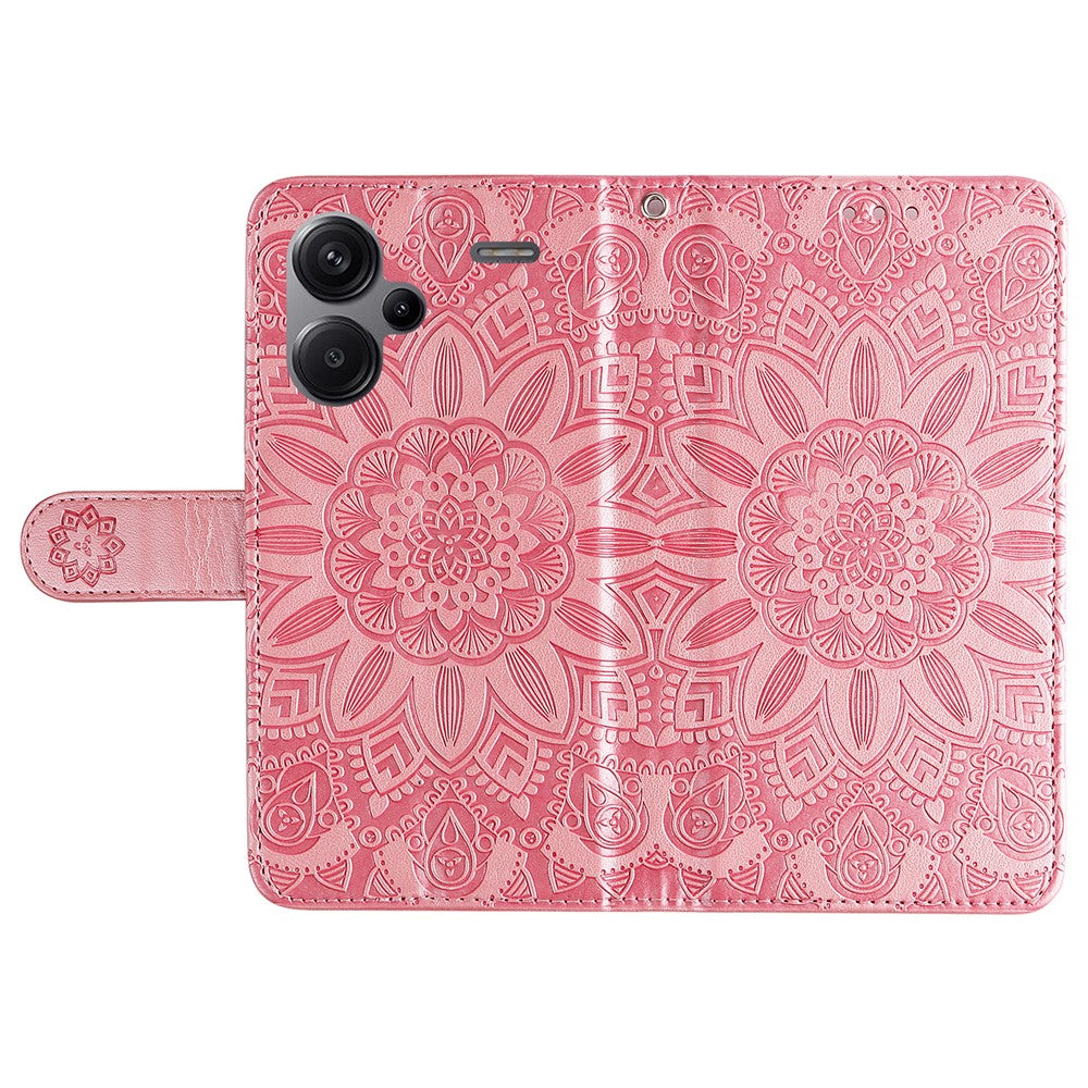 For Xiaomi Redmi Note 13 Pro+ 5G Leather Case Wallet Cover Stand with Strap, Sunflower Pattern
