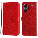 For Xiaomi Redmi Note 13 Pro+ 5G Leather Case Wallet Cover Stand with Strap, Sunflower Pattern