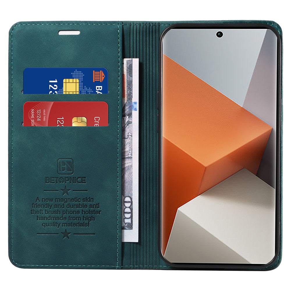BETOPNICE 003 för Xiaomi Redmi Note 13 Pro+ 5G Plånboksfodral RFID-blockerande läderfodral