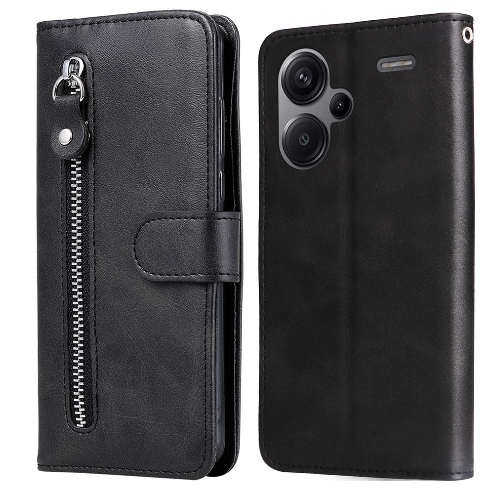 For Xiaomi Redmi Note 13 Pro+ 5G Case Stand Calf Texture Leather Cover Zipper Wallet
